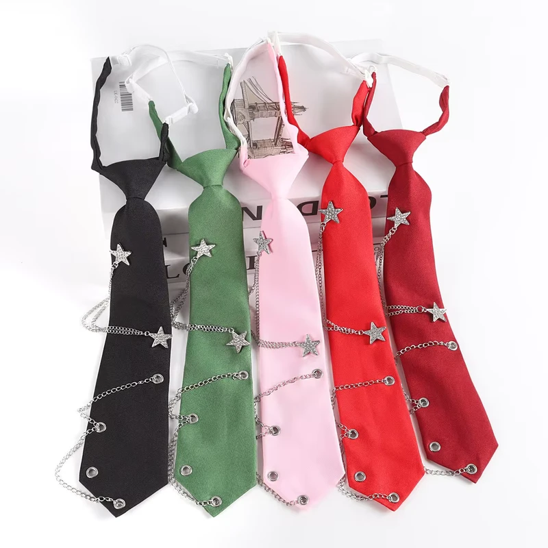Star-Chain-Rivets-Casual-Punk-Neutral-Style-Eco-Friendly-100-Polyester-Easy-to-Wear-Mens-and-Womens-Ties
