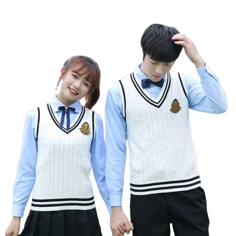 Student-British-College-Style-School-Uniform-Class-Uniform-Couple-Jk-Uniform-Cotton-V-neck-Knitted-Vest