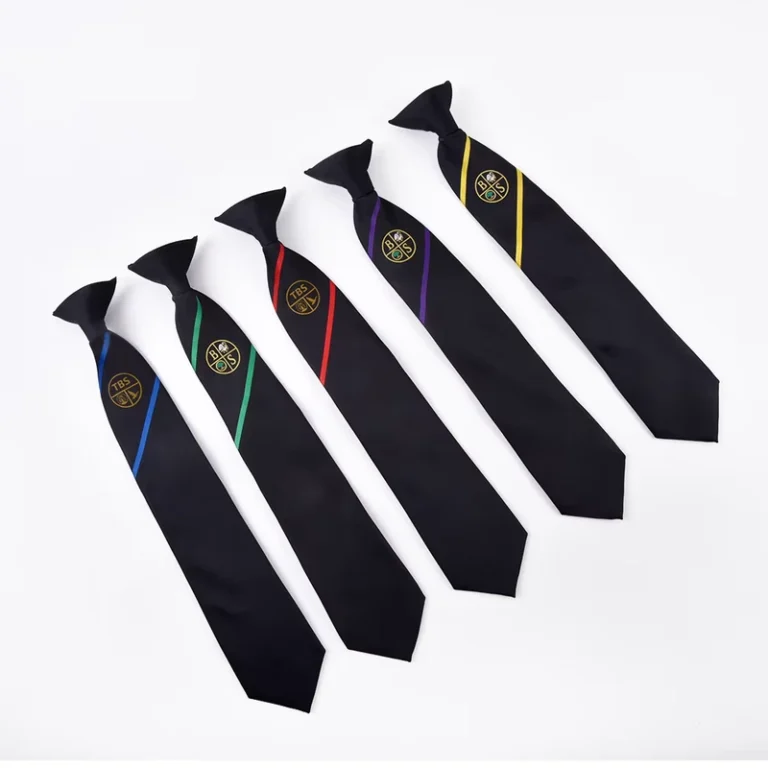 Student-Polyester-Stripe-Tie-Logo-Necktie-Customized-School-Uniform-Clip-On-Ties-Centre-Middle-logo