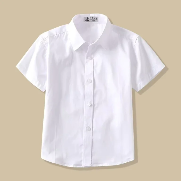 Student-Short-Sleeved-White-Shirt-Boys-Girls-Summer-Thin-Round-Neck-Pointed-Collar-Performance-Wear-Childrens-School-Uniform