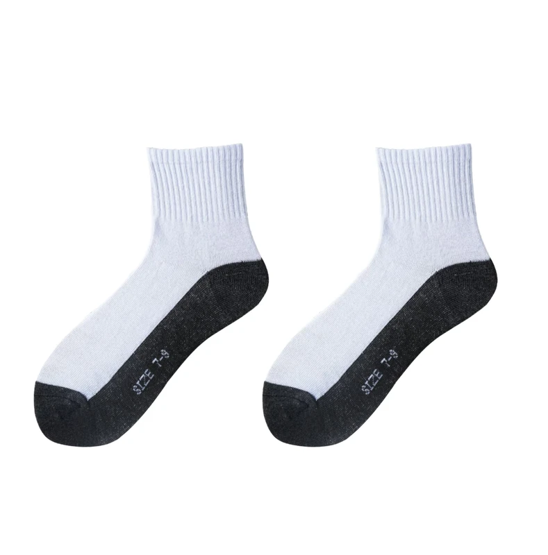 Student-Teenager-School-Socks-Breathable-Cotton-Polyester-Crew-Sport-Design-Anti-Bacterial-White-Black-Colors-for-Summer-Use