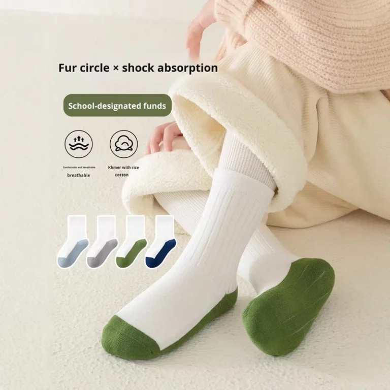 Student-Thickened-Towel-Bottom-School-Uniform-Childrens-Socks-Autumn-Winter-Cotton-Seamless-Mid-Calf-Anti-Bacterial-Brushed