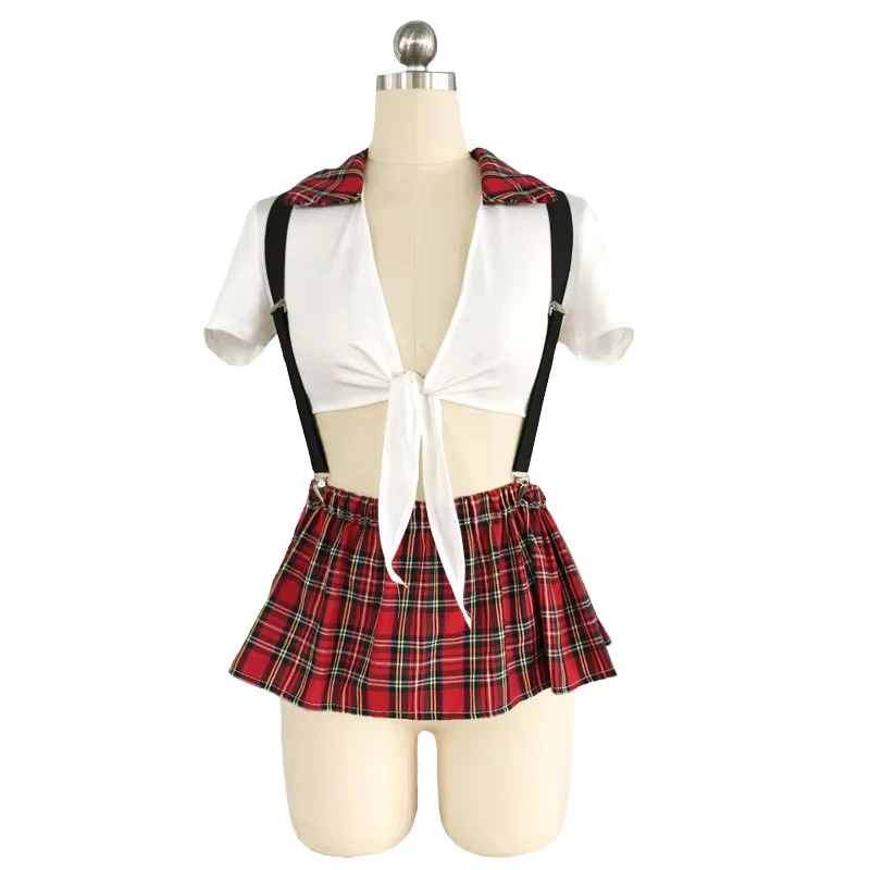 Student-Uniform-Lingerie-New-Two-pieces-Fashion-Sexy-Tight-Top-Short-Skirt-Women-Underwear-Student-Uniform-Lingerie-Set