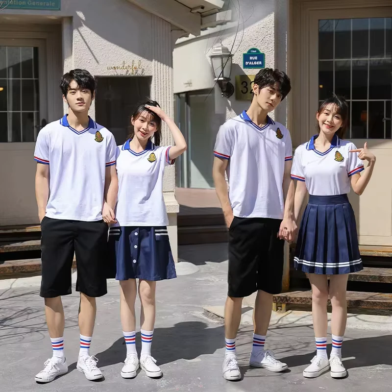 Student-Uniforms-With-Customizable-Badges-and-Logos-Sports-Casual-Short-sleeved-Short-Skirt-Shorts-Suit-School-Uniform
