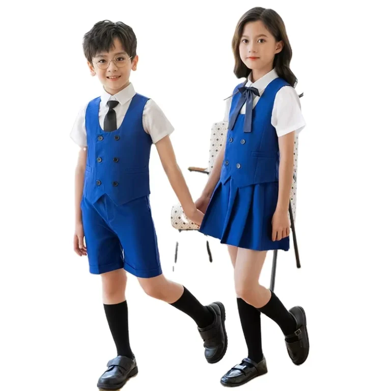 Style-Uniform-Consisting-of-Bow-Tie-and-Waistcoat-Uniforms-Available-in-Three-Colors-Short-sleeved-School-Uniform