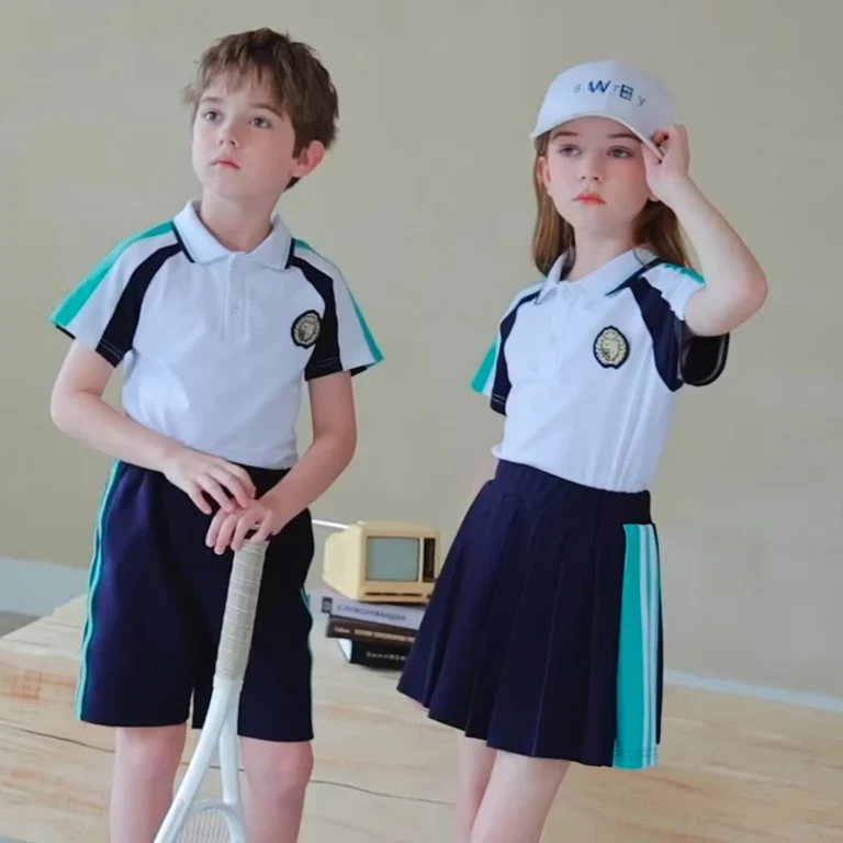 Summer-Breathable-and-Comfortable-School-Uniform-with-Short-Sleeves-Polo-Shirt-and-Pants-for-Preschool-Uniforms