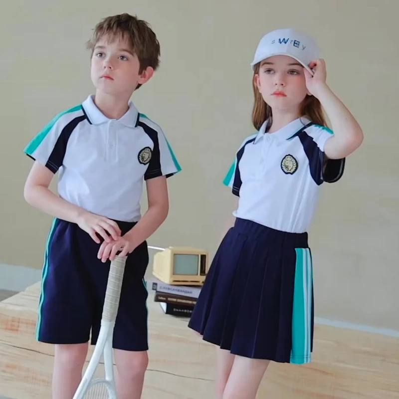Summer-Breathable-and-Comfortable-School-Uniform-with-Short-Sleeves-Polo-Shirt-and-Pants-for-Preschool-Uniforms