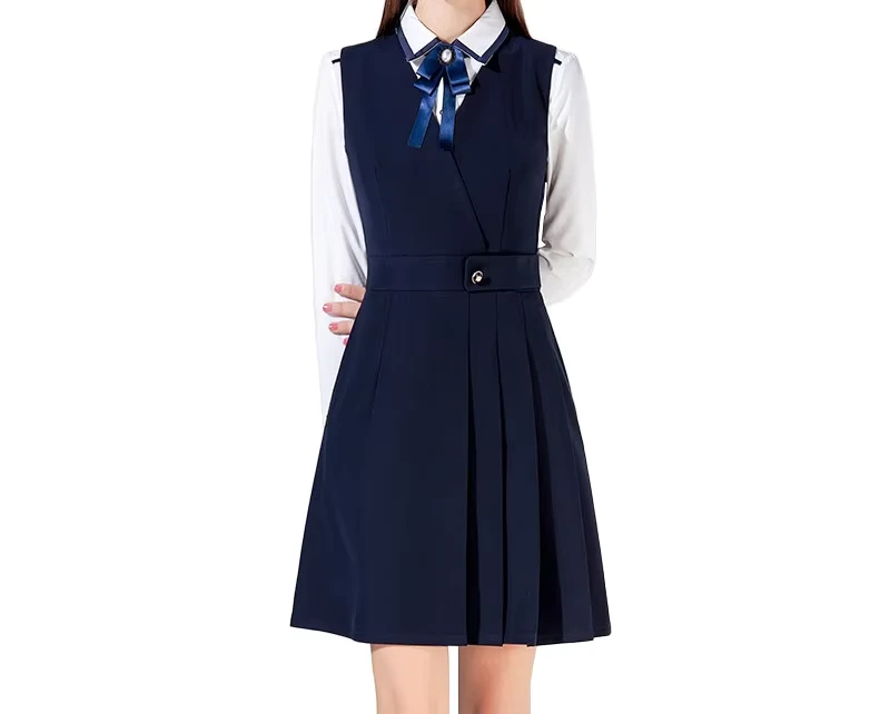 Summer-Comfortable-Two-Piece-Womens-School-Uniform-Casual-Daily-Dress