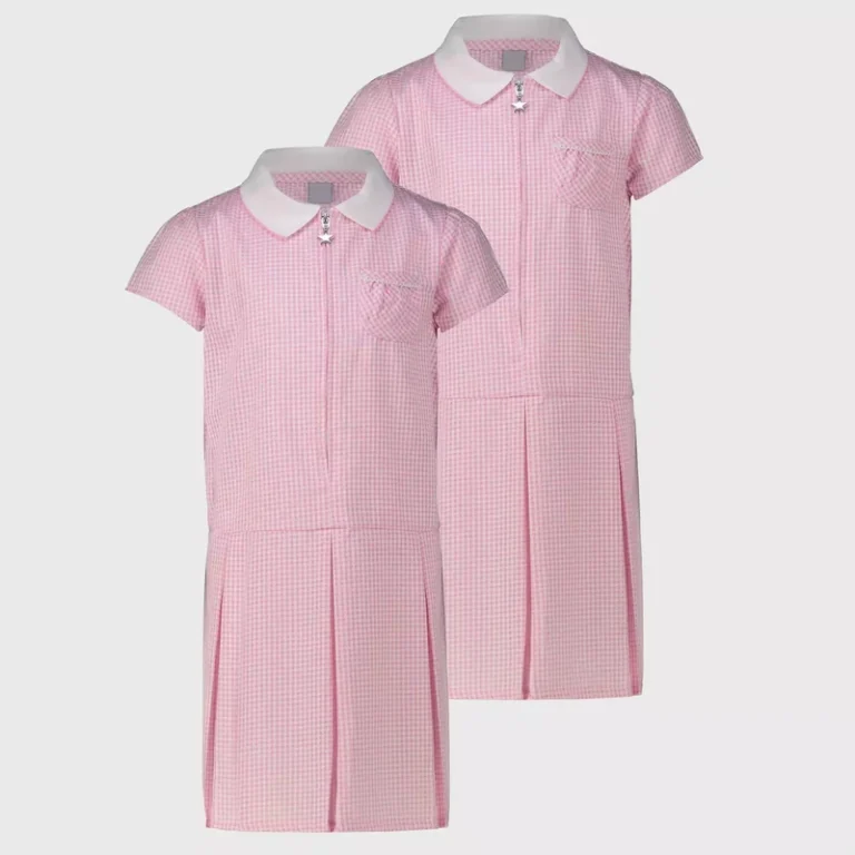 Summer-Custom-Design-Gingham-Half-Zipper-Plaid-School-Uniform-Dress-for-Kids-Girls