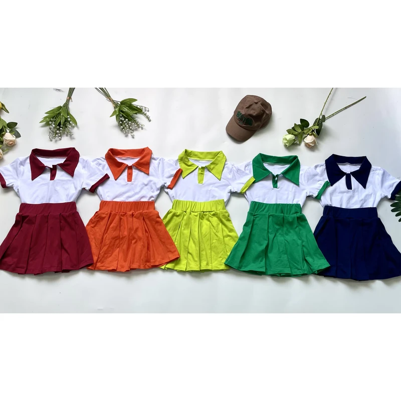 Summer-Lapel-Shirt-Skirt-Set-Two-Piece-Girls-Back-to-School-Clothing-School-Uniform-Kids-Girls-Clothing-Set
