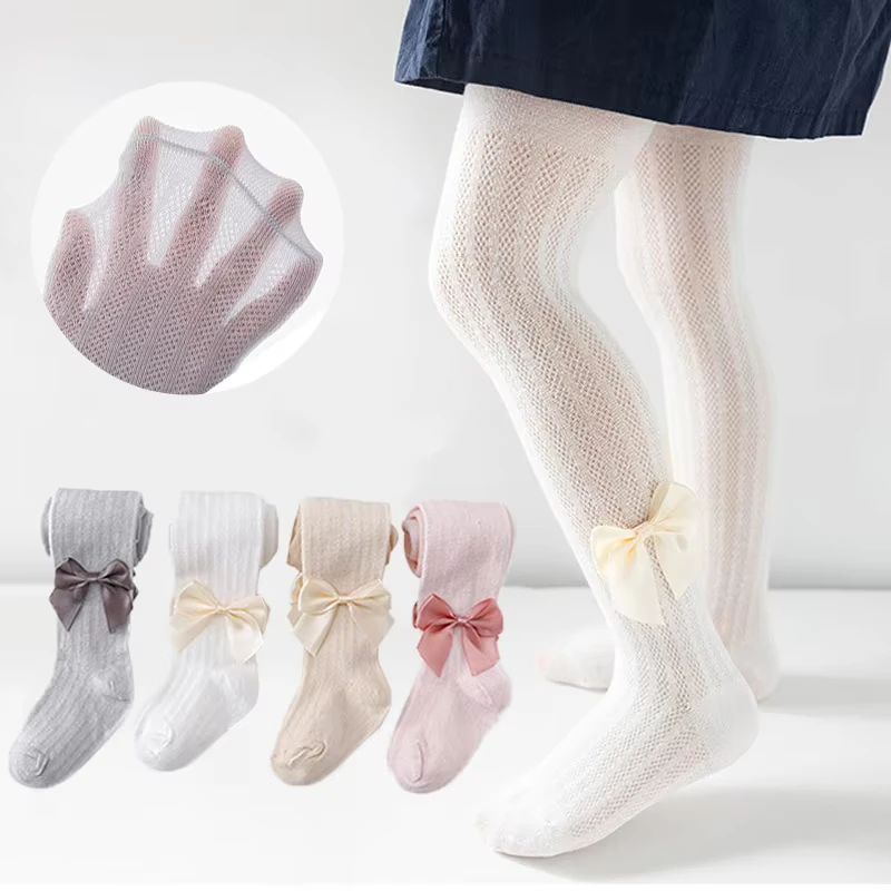 Summer-Mesh-Baby-Girls-Tights-Cute-Bowknot-Seamless-Pantyhose-Thin-Breathable-Hollow-Out-Kids-Cotton-Leggings