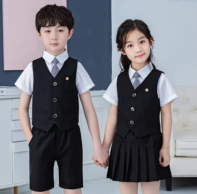 Summer-New-Childrens-School-Uniform-Kindergarten-and-Primary-School-Boys-Girls-Vest-Suit-Performance-Polyester