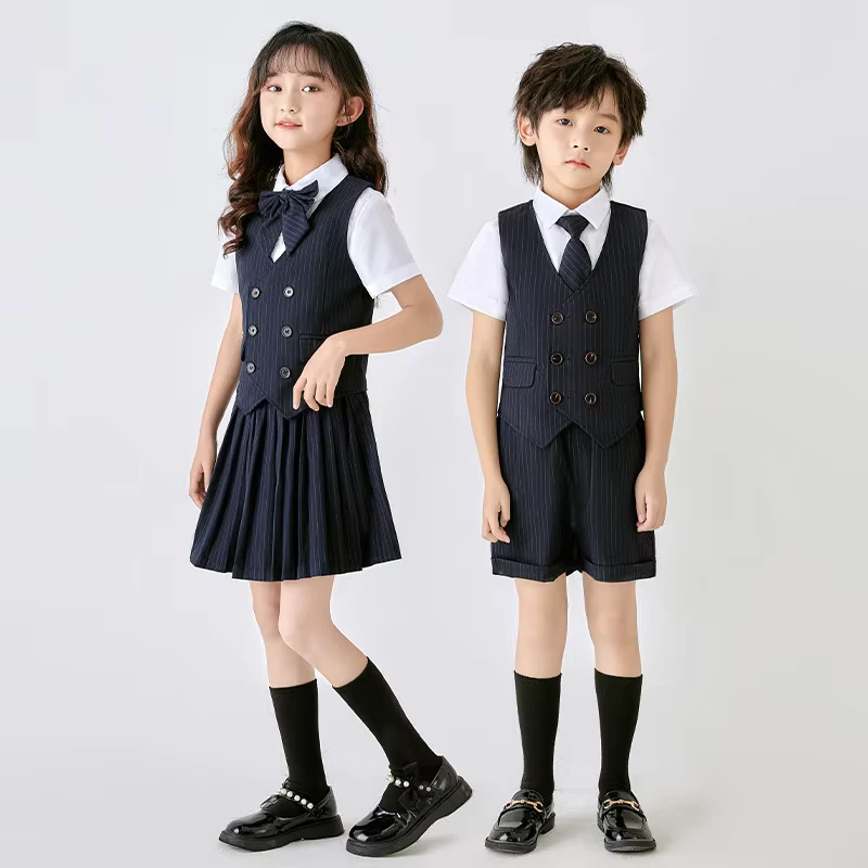 Summer-Performance-and-Graduation-Costume-for-Elementary-School-Kindergarten-Choir-Class-Childrens-School-Uniform-Shirt-Set