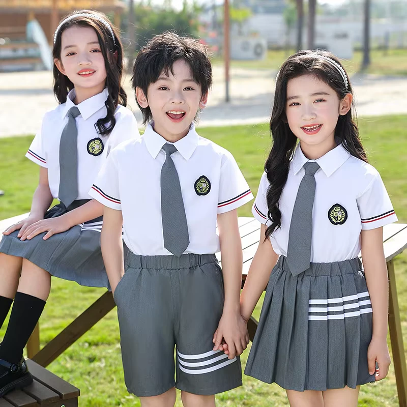 Summer-Shirt-Short-sleeved-Shorts-2-piece-School-Uniform-Performance-Dress-Host-Dress-June-1-Childrens-Day