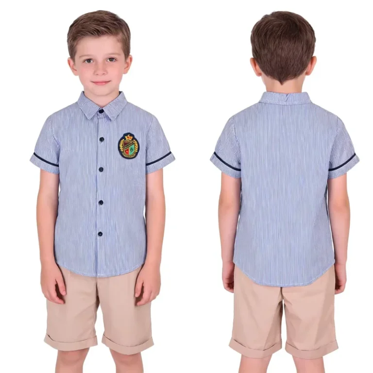 Summer-Short-Sleeve-Polo-Shirt-Khaki-Shorts-Elementary-Student-Uniform-Children-Wear