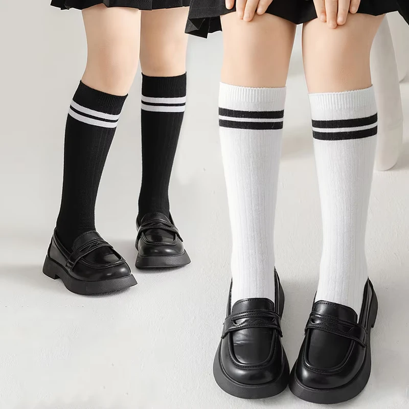 Summer-Spring-Thin-Cotton-Knee-High-Socks-for-Kids-Boys-Girls-Calf-Length-School-Socks-Black-White-Uniform-Socks