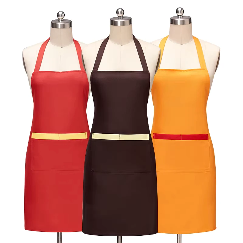 Three-Pockets-Woven-Cotton-Art-Painting-School-Fashion-Restaurant-Bar-Waist-Apron-Custom-Logo-Unisex-Cooking-Barista-Apron