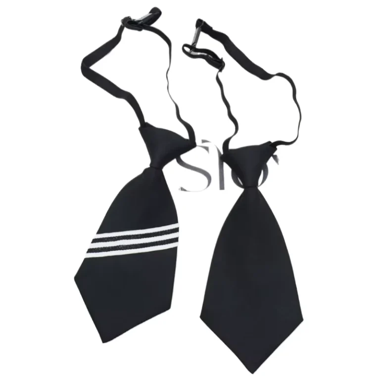Tie-Female-Ribbon-College-Student-Style-School-Uniform-Accessories-Black-and-White-Stripes-Short-Wide-Version