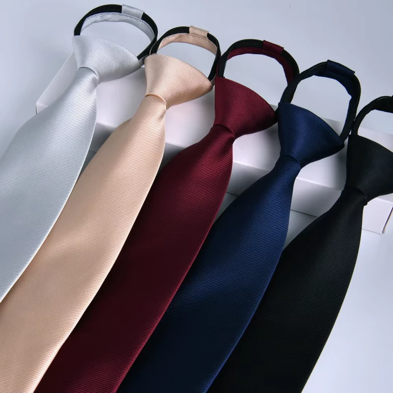 Tie-Mens-8cm-Zipper-Professional-Monochrome-Executive-Security-Business-Office-Navy-Blue-Easy-to-Pull-Convenient