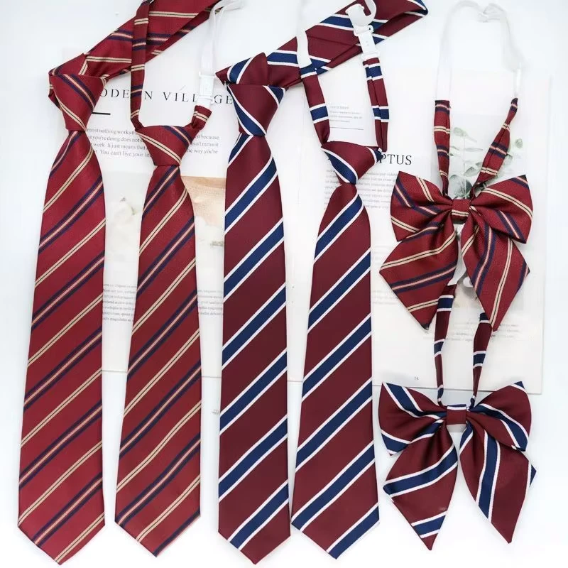 Trendy-JK-Ties-Bowtie-Women-College-Student-Collar-Neckwear-Stripe-Bowknot-Girls-Hand-tied-Tie-Daily-Shirt-Accessories