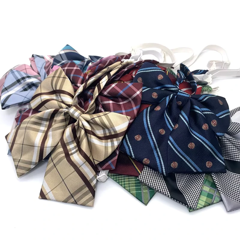 Trendy-Korean-Japanese-Style-High-School-Female-Sailor-Uniform-Junior-High-School-Accessories-Jk-Bow-Tie-Plaid-Pattern-Cravats