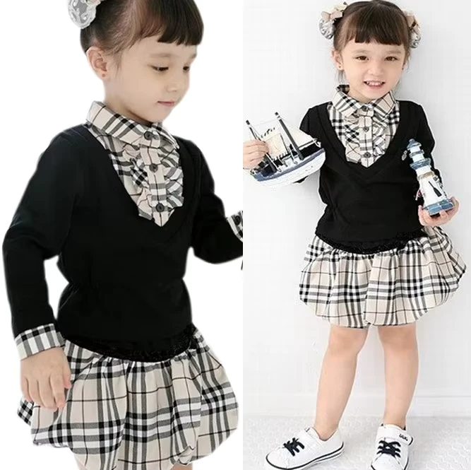 Two-Piece-Set-Children-Clothing-School-Uniform-Short-Dress-For-Kids-Girls-From-China
