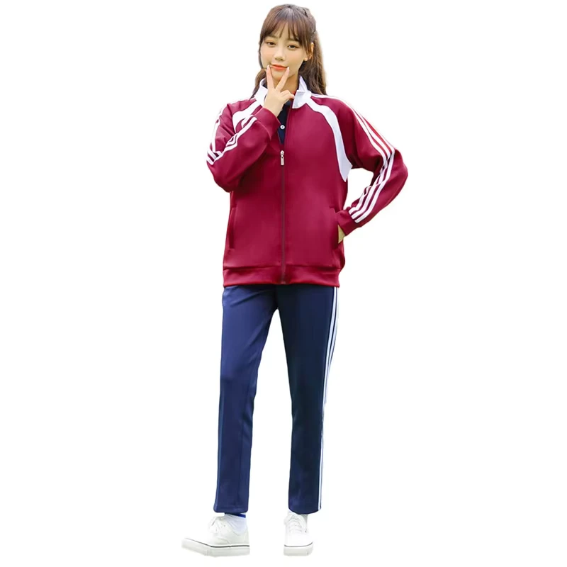Two-pieces-Student-Uniform-Clothes-Sport-Custom-logo-Girls-Boys-School-Uniforms