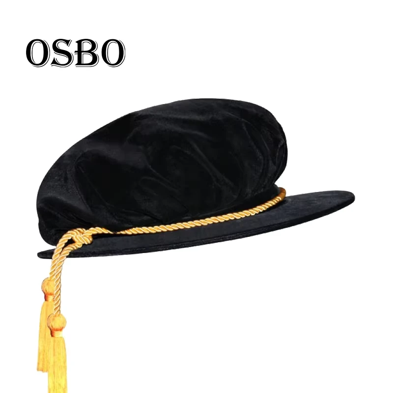 UK-Style-Black-Velvet-Graduation-Doctoral-Hat-Tudor-Bonnet-Beefeater