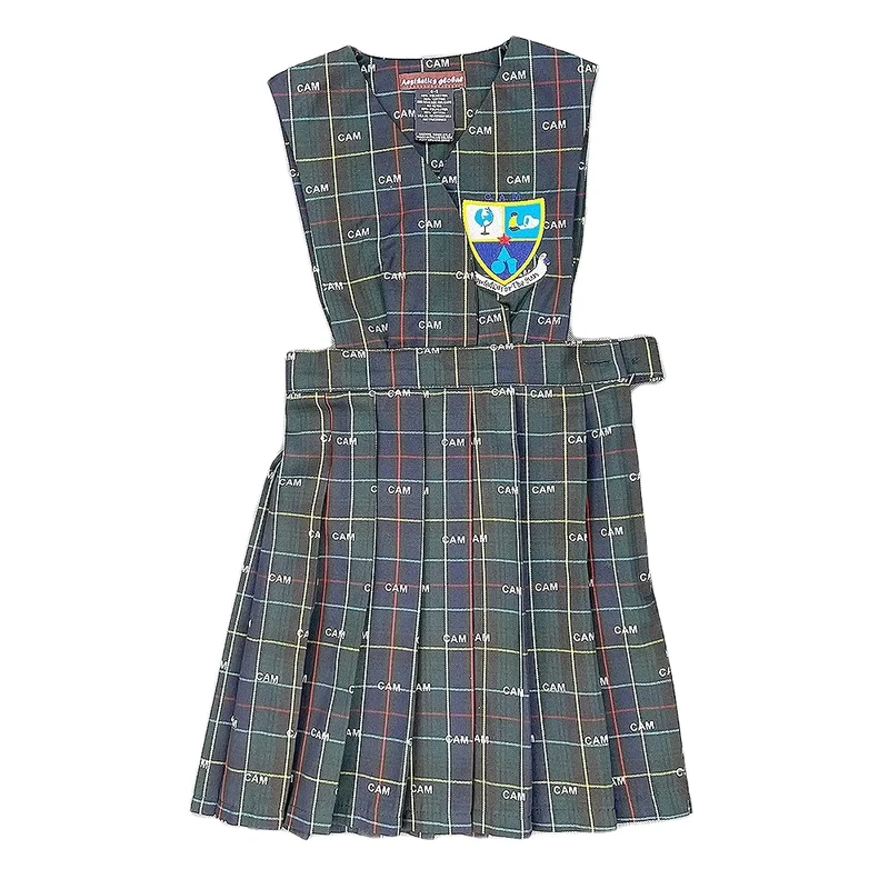 UK-Style-Girl-School-Uniform-Tartan-Pinafore-Comfortable-Fabric-Pattern-School-Uniform-Dress-School-Logo-Custom