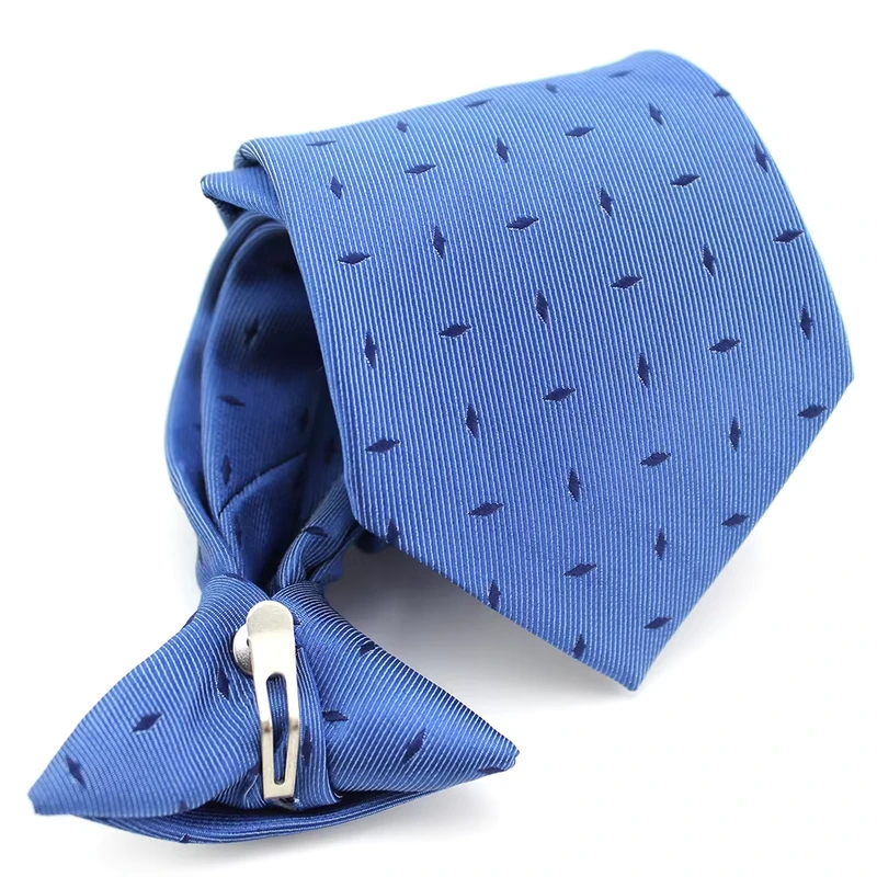 Uniform-School-Tie-Pretied-Custom-Polyester-Woven-Geometric-Diamond-Blue-Ready-to-Wear-Men-Clip-on-Neck-Tie