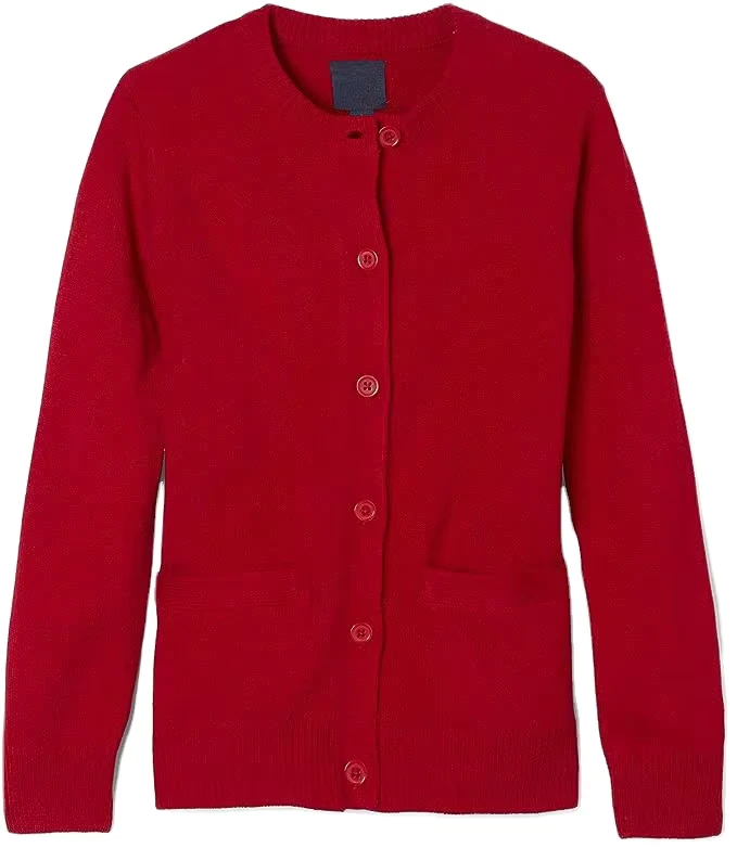 Unisex-Anti-Pill-O-Neck-Cardigan-Sweater-School-Uniform