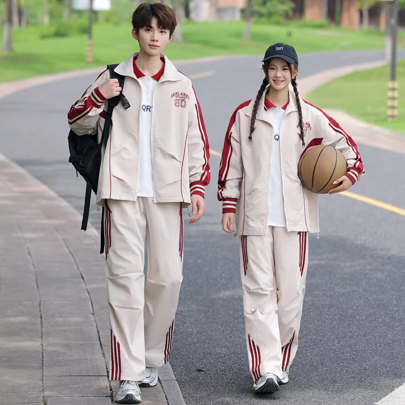 Unisex-Children-School-Uniform-Three-Piece-Set-Polyester-for-College-Junior-High-Sports-Meet-and-Campus-Use