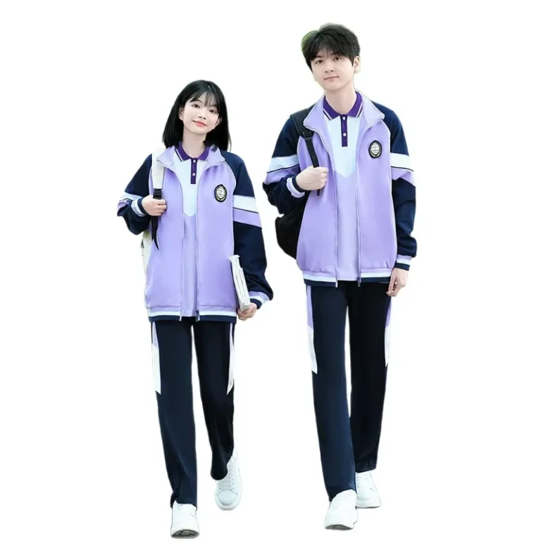Unisex-Childrens-Junior-High-School-Uniform-Autumn-Accessories-Set-for-Elementary-Students-British-College-Style-Cotton-Purple