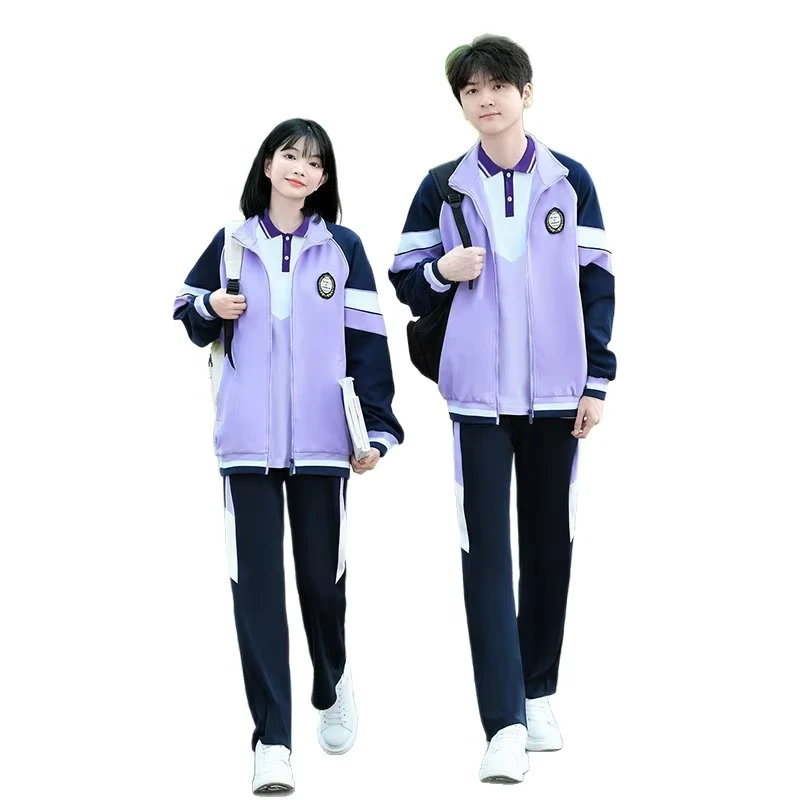 Unisex-Childrens-Junior-High-School-Uniform-Autumn-Accessories-Set-for-Elementary-Students-British-College-Style-Cotton-Purple