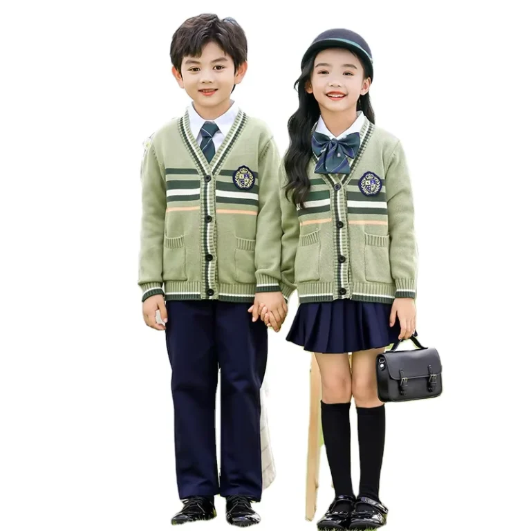Unisex-Jumper-Cardigan-for-School-Kindergarten-Green-Unisex-V-Neck-Sweater-School-Uniforms