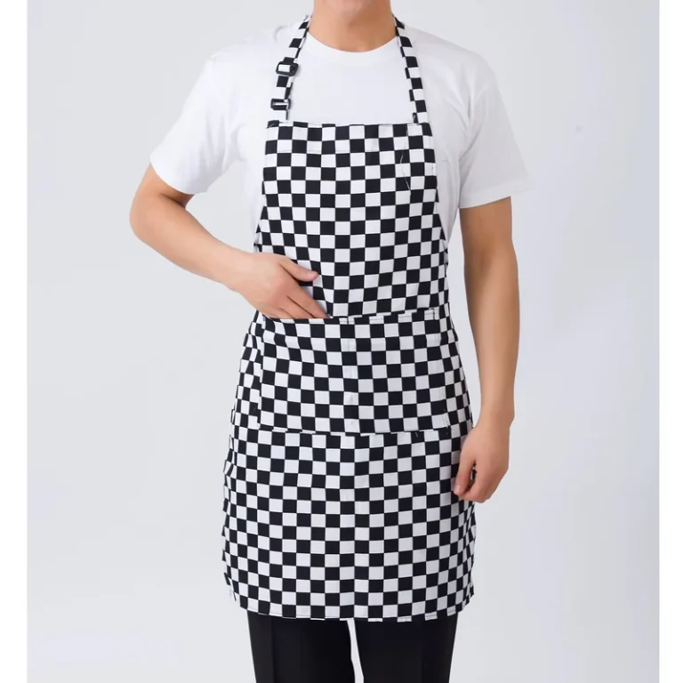 Unisex-Pattern-Apron-Chef-Cooking-Uniform-with-2-Front-Center-Pocket-and-Adjustable-Neck-Buckle-Apron