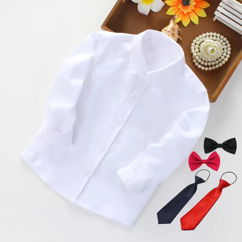 Unisex-White-Shirt-for-Boys-and-Girls-Long-Sleeve-Childrens-School-Uniform-Performance-Suit-for-Spring-Autumn-Kids-Clothing