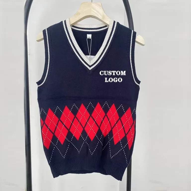 Universal-School-Uniform-Sleeveless-Vest-V-neck-Pullover-Knitted-Sweater-Custom