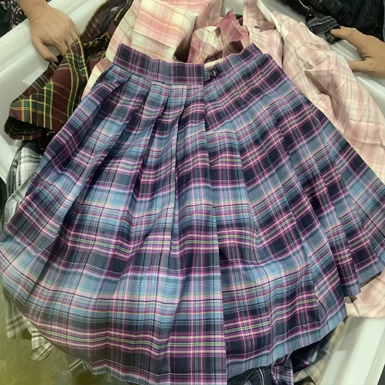Used-Womens-Summer-Pleated-Dress-Plaid-School-Uniform-Mini-Bale-Used-Clothing-Stock-Mixed-Brand