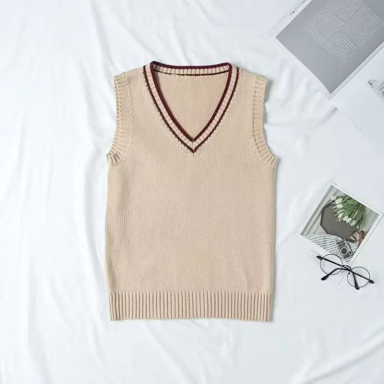 V-Neck-with-Trim-Knitted-Vest-for-Children-Sleeveless-Sweater-Customization-Official-Vest-for-Students-High-School