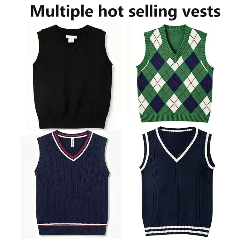 V-neck-Children-Customized-logo-Vest-Sleeveless-Knitted-Vest-Comfortable-School-Uniform