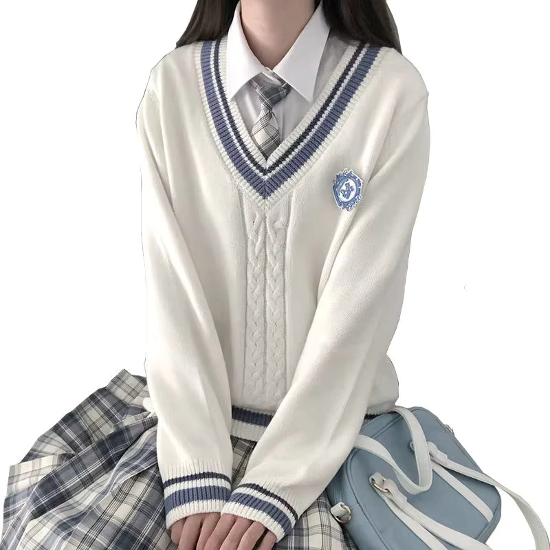 V-neck-College-Student-School-Uniform-Long-sleeve-Knitted-Sweater-Uniform-Sweater-Customize-Sleeveless-Pullover-for-School