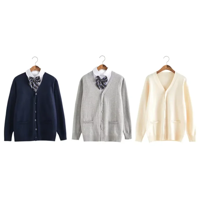 VSCOO-High-Quality-Solid-Color-Long-Sleeve-Uniform-School-v-Neck-Knit-Cardigan-Sweater