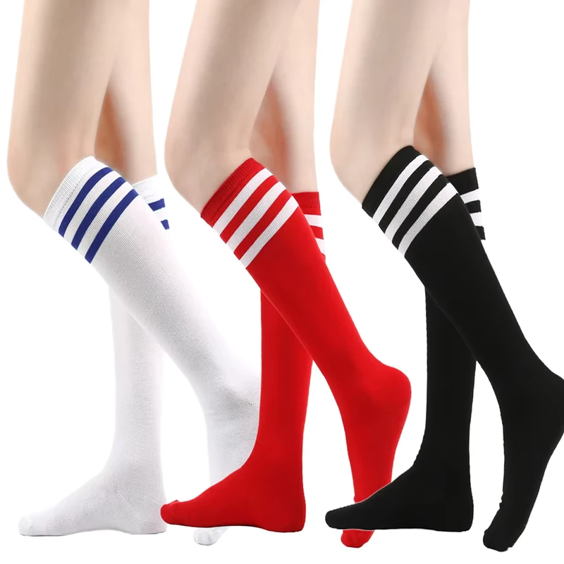 Various-Vivid-Colors-Long-Tube-Knitted-Stripes-Crew-Socks-Teen-Boys-Girls-School-Uniform-Dress-Socks