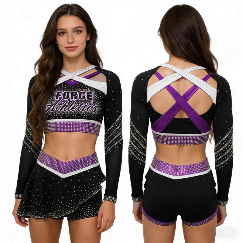 Varsity-Cheer-Uniform-Black-Purple-School-Outfit-with-Free-Custom-Logo-for-Football-and-Basketball-Game-Days