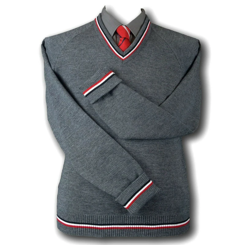 Warm-School-Uniform-Pullover-Long-Sleeve-V-Neck-Kids-Knit-Sweater