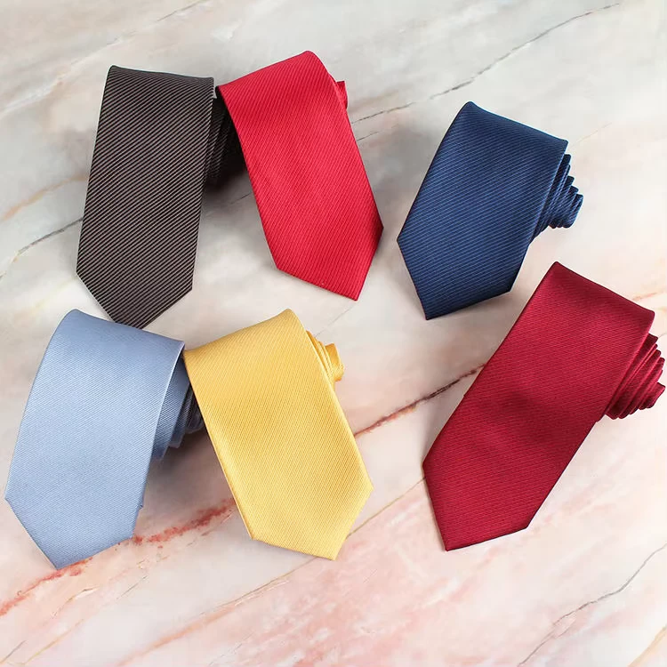 Western-Style-Solid-Color-Polyester-Necktie-Custom-Logo-Skinny-6cm-Polyester-Cravat-Business-Tie