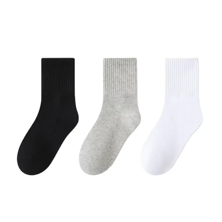 White-Boys-Girls-Solid-Crew-School-Kids-Socks-Spring-Autumn-Combed-Cotton-Middle-Big-Student-Children-Sport-Socks