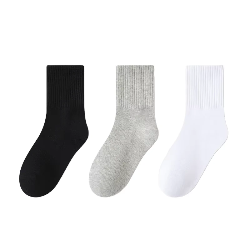 White-Boys-Girls-Solid-Crew-School-Kids-Socks-Spring-Autumn-Combed-Cotton-Middle-Big-Student-Children-Sport-Socks
