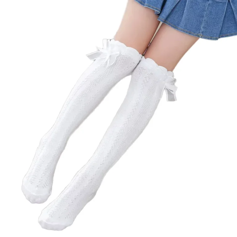 White-Casual-Breathable-Knitted-School-Socks-with-Bow-for-Girls-Crew-Socks